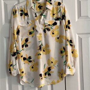 Ann Taylor Floral Black and Yellow blouse